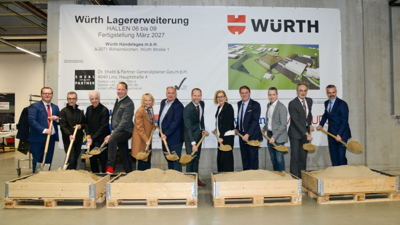 v.l.n.r. Stefan Gugerell (Mitglied der Geschäftsleitung Würth Österreich), Christian Baumgartner (Geschäftsführer itb Installationstechnik Böheimkirchen GmbH), Adel Shebl (Generalplaner), Franz Haunold (Bürgermeister Böheimkirchen), Georgine Rumpler-Heindl (Gesellschafterin HABAU), Paul Lamprecht (Geschäftsführer PORR), Michael Hempt (CEO Würth Österreich), Johanna Mikl-Leitner (Landeshauptfrau), Wolfgang Ecker (Präsident WKNÖ), Hermann Laister (Niederlassungsleiter Linz Caverion), Josef Kronister (Bezirkshauptmann), Andreas Kimberger (Geschäftsführer ACCURO) © Würth Österreich / Markus Berger
